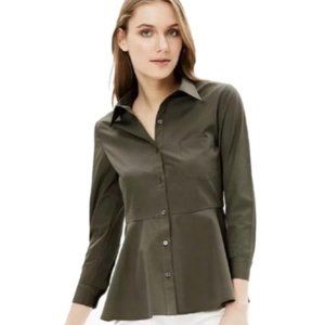 Theory Women’s Eyodis Pearce Army Green Peplum Top